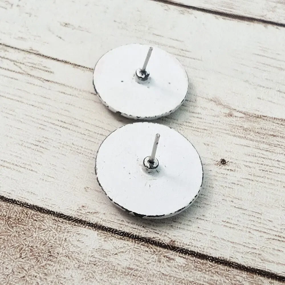 Vintage Earrings For Pierced Ears - Red & White Circle - Poor Condition